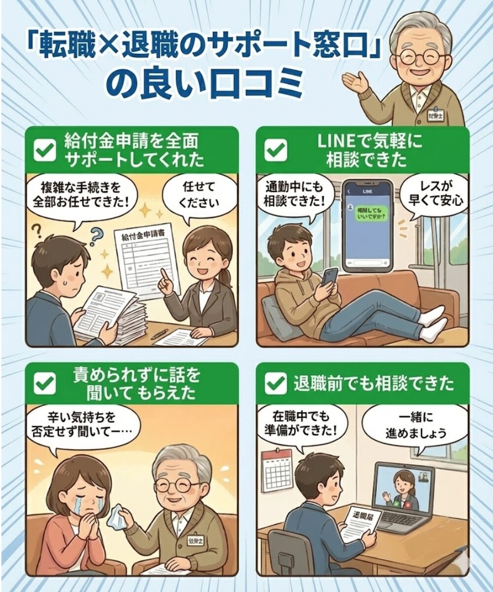 転職×退職のサポート窓口を実際に利用した方の良い口コミ