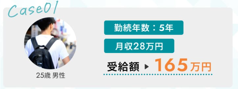 セルフ退職サポートの公式サイトに掲載された受給例1