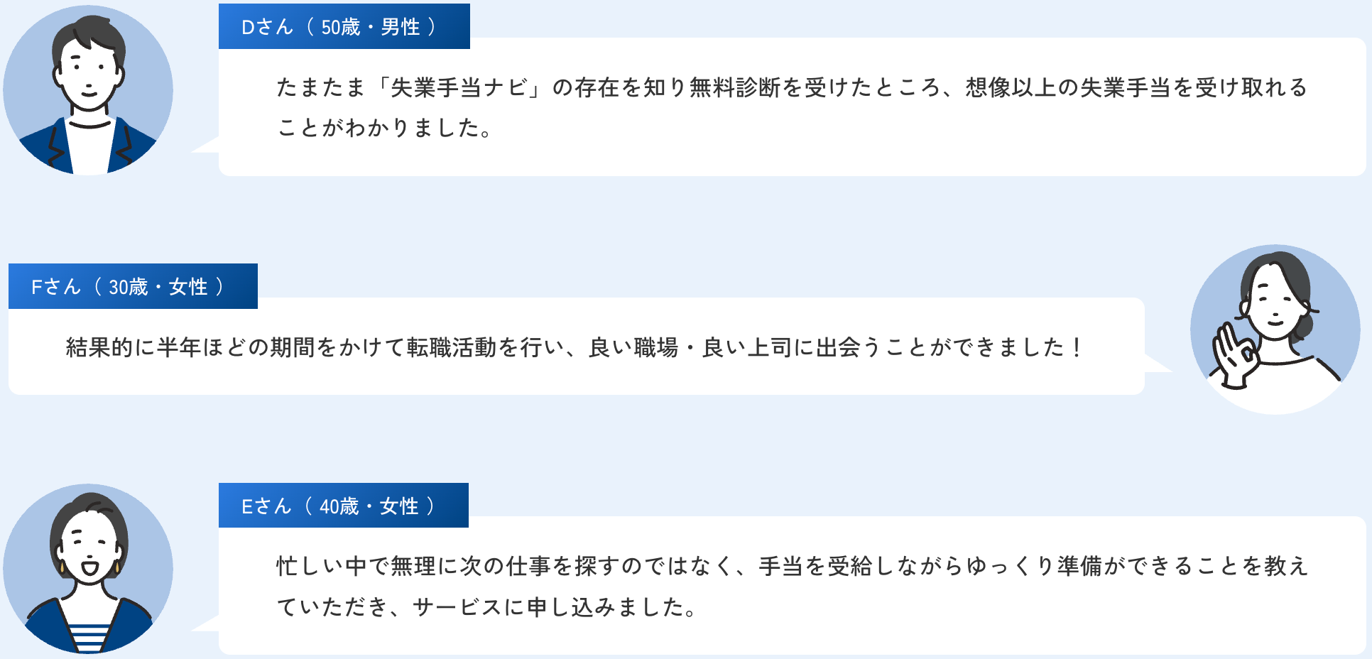 失業手当ナビを利用した人の声