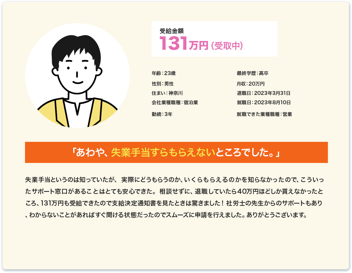 転職×退職のサポート窓口で実際に給付金を受給した人の声3