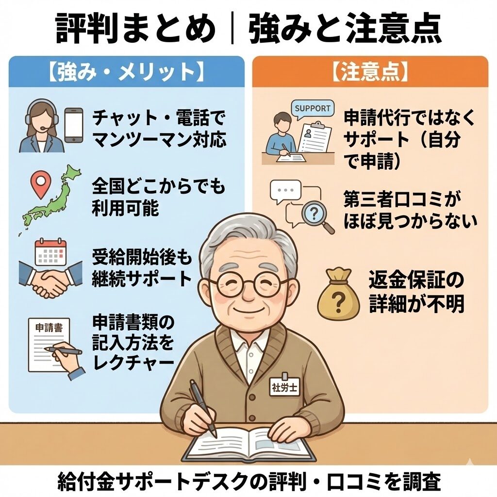 給付金サポートデスクの評判まとめ。マンツーマン対応・全国対応が強み。申請は自分で行う点と第三者口コミの少なさは注意