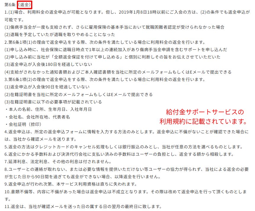 全国退職者支援会公式サイトに記載された全額返金保証の条件