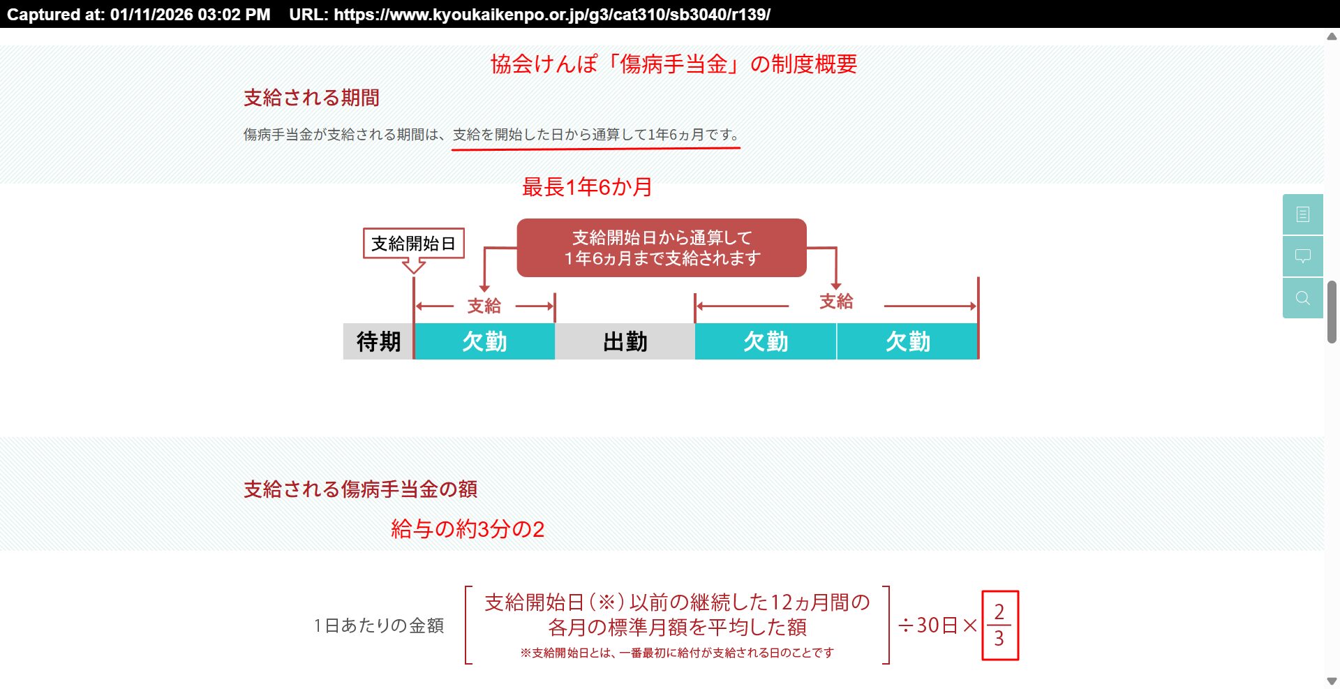 全国健康保険協会（協会けんぽ）傷病手当金の支給期間と金額について