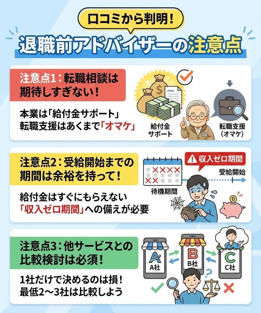 口コミから分かった退職前アドバイザーの注意点