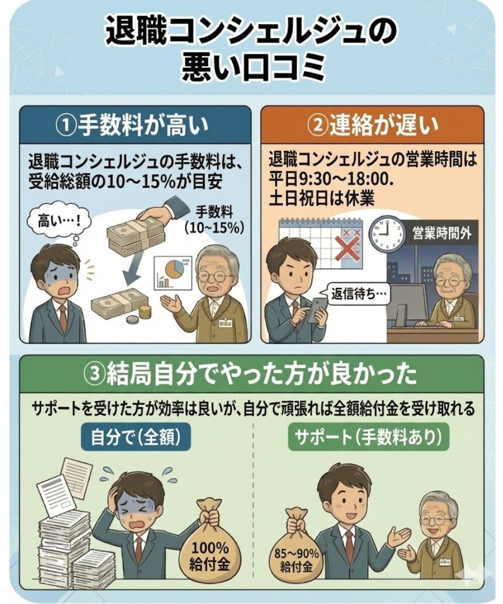 退職コンシェルジュの悪い口コミ(評判):利用者の不満を隠さず公開