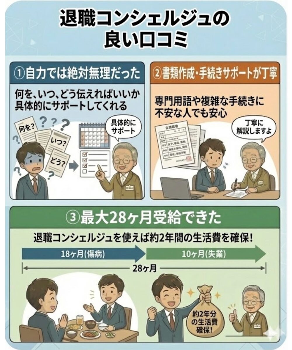退職コンシェルジュの良い口コミ(評判):実際に受給できた人の声