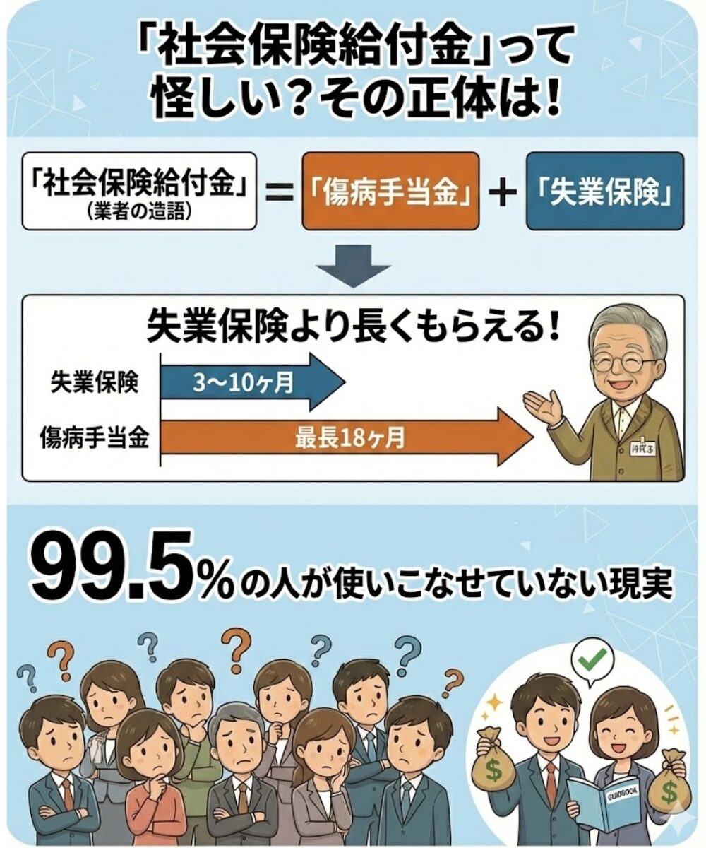 社会保険給付金(失業保険との違い)が知られていない